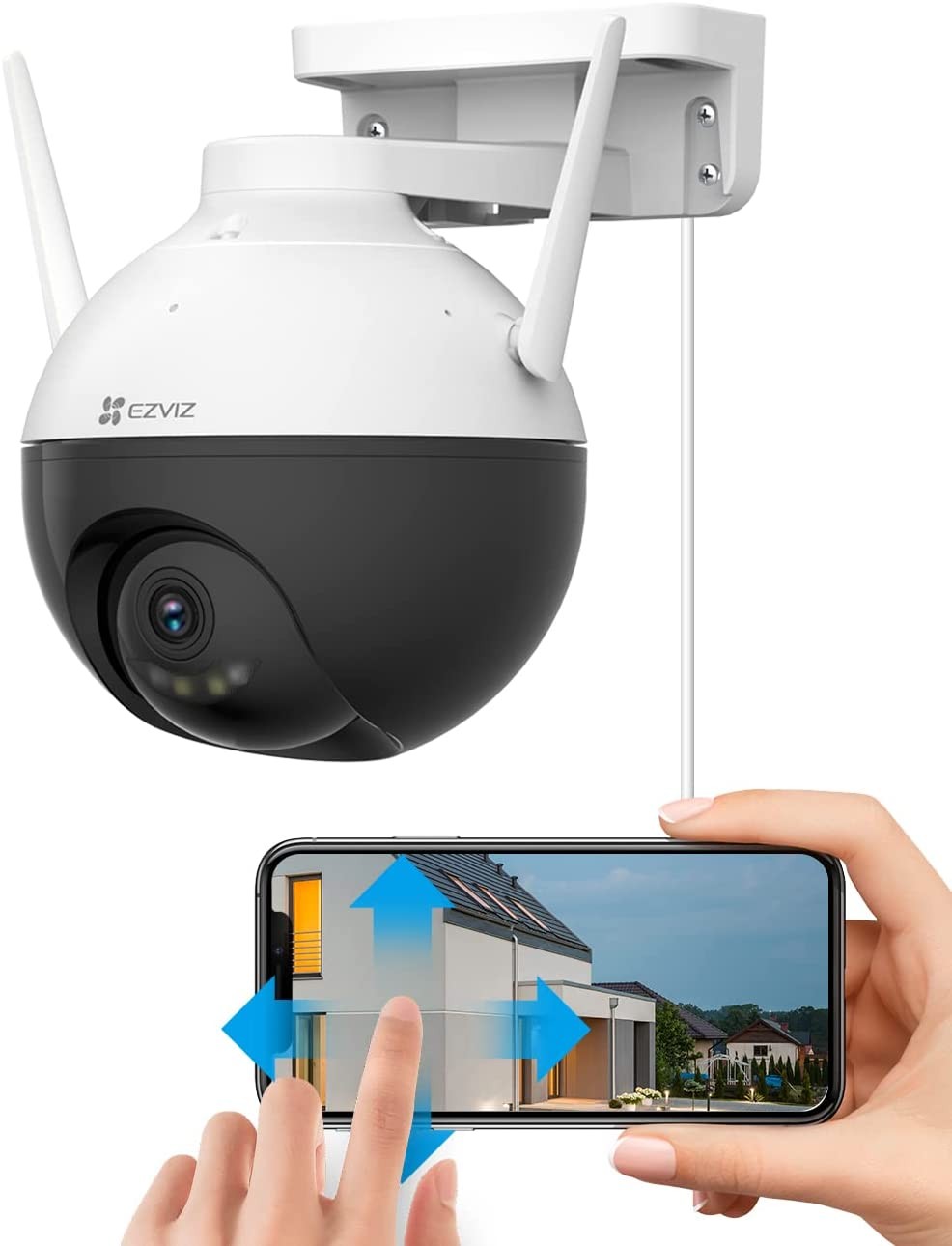 EZVIZ Cámara de seguridad 360 para exteriores/exteriores, cámaras WiFi para  seguridad del hogar, cámara de vigilancia, sin suscripción con detección