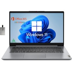 Lenovo 2022 Ideapad 1i 14" HD portátil, Intel Pentium  N5030, 4 GB RAM, 128GB SSD, cámara web HD, 1 año Office 365, Win 11 S