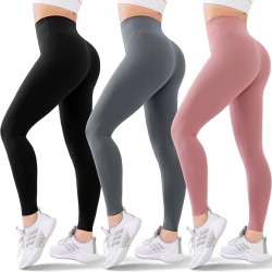 Blisset 3 Pack High Waisted Leggings for Women-Soft Athletic Tummy Control Pants for Running Yoga