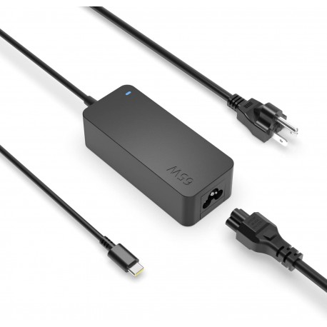 Cargador rápido para portátil HP Spectre x360, USB C, Salida y potencia: 20V-3.25A 65W (funciona con 20V-2.25A 45W portátil).