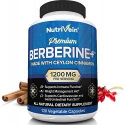 Nutrivein Berberina HCL Premium 1200 mg Plus Organic Ceilán Canela - 120 cápsulas