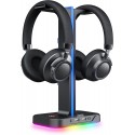 Havit RGB Gaming Headphone Stand Desk Dual Headset Hanger Base with Phone Holder & 2 USB Ports